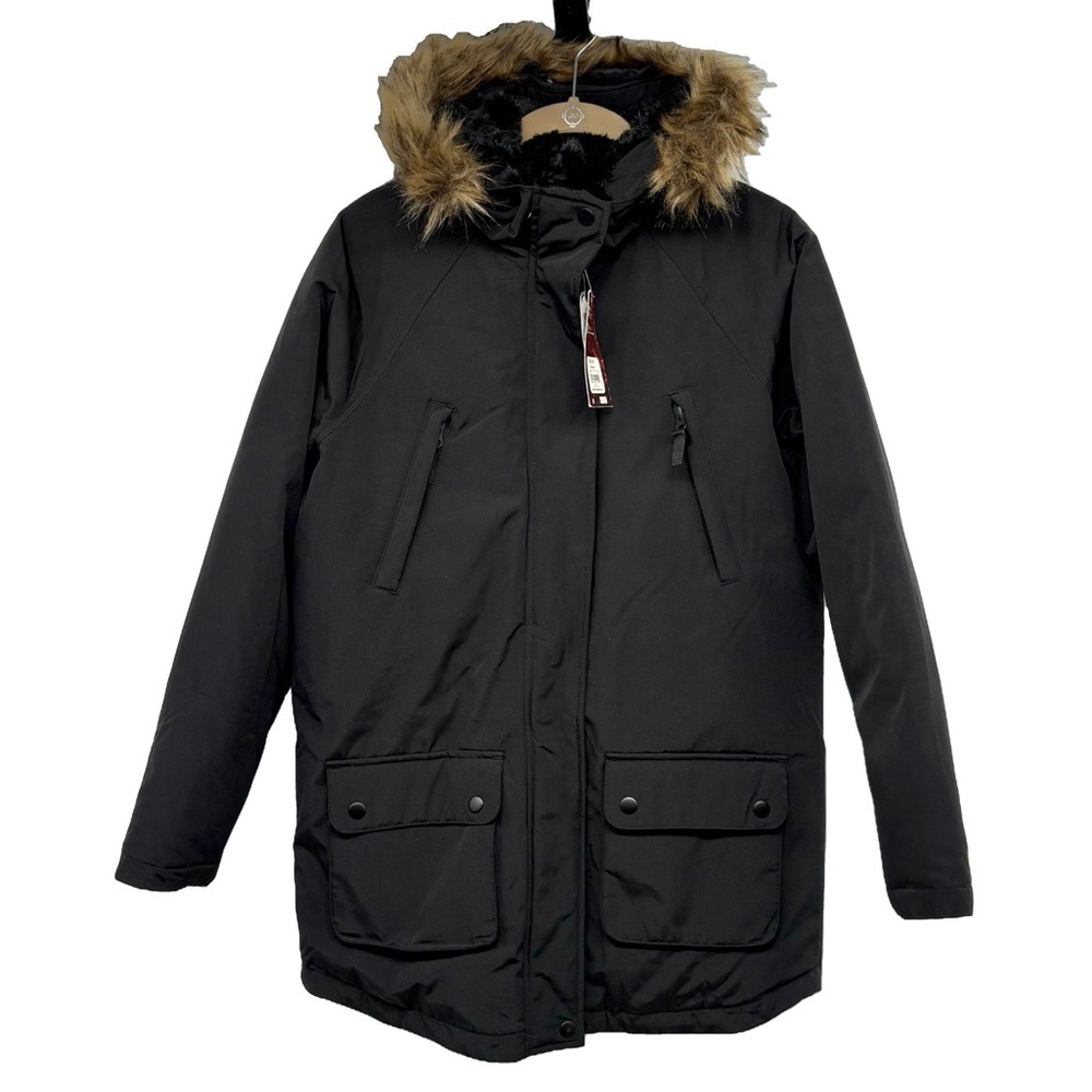Swiss Tech Black Soot Parka with Faux Fur Hood